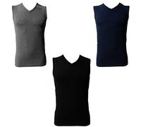 Coveri 3 Smanicato Uomo Spalla Larga Scollo a V Cotone bielastico Enrico Art. ET1003 (Nero/Grigio/Blu, 7/XXL)