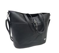 Coveri, Borsa Donna Shopping Morbida in Ecopelle, Due Manici, Tracolla Regolabile/Removibile, Multitasche, Nero (NERO)