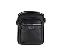 COVERI Borsello da Uomo in Ecopelle, Marrone, Nero, con Tracolla, Multi Tasche con Zip, per Lavoro, Ufficio, Tempo libero Art.6230 Dimensioni 24x20x6 cm (NERO)