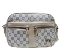 COVERI COLLECTION Borsa a Tracolla da Donna, Pelle Sintetica con Monogramma, Tracolla Regolabile, Tasche Multiple con Zip, 25x9x17 cm Art. 2334 (Bianco)