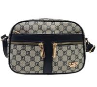 COVERI COLLECTION Borsa a Tracolla da Donna, Pelle Sintetica con Monogramma, Tracolla Regolabile, Tasche Multiple con Zip, 25x9x17 cm Art. 2334 (Nero)