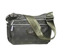 COVERI COLLECTION Borsa a Tracolla Donna in Nylon Impermeabile, Multi Tasche con Zip, Dimensioni 25x10x20 cm, Tracolla Regolabile, Design Stampato, Art.1252 (VERDE)