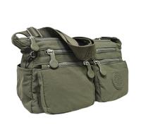 COVERI COLLECTION Borsa a Tracolla Donna in Nylon Tecnico, Dimensioni 30x12x16 cm, Tracolla Regolabile, Tasche Multiple con Zip, Art. 22167 Vari Colori. (VERDE MILITARE)