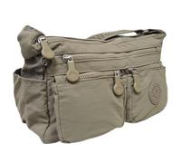 COVERI COLLECTION Borsa a Tracolla Donna in Nylon Tecnico, Dimensioni 30x12x16 cm, Tracolla Regolabile, Tasche Multiple con Zip, Art. 22167 Vari Colori. (BEIGE KHAKI)
