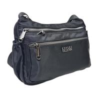COVERI COLLECTION Borsa a Tracolla in Nylon, 3 Scomparti, Leggera, Tasche Multiple con Zip, Art. 5050-4 Dimensioni 26x20x10 cm (NERO)