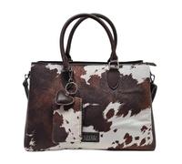 COVERI COLLECTION Borsa Donna in Ecopelle Effetto Cavallino, Dimensioni 36x25x14 cm, con Tre Scomparti, Tracolla Regolabile Removibile, Portamonete con Cuore Art. 8070-2 (MARRONE)