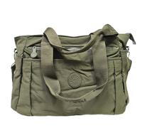 COVERI COLLECTION Borsa Donna in Nylon Tecnico con Tracolla Regolabile e Rimovibile, Due Manici, Tasche Multiple con Zip, Dimensioni 38x15x23 cm Art:22136 (VERDE MILITARE)