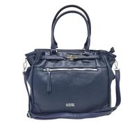 COVERI COLLECTION Borsa, Due Manici e Tracolla Regolabile Rimovibile, Ecopelle Morbida, Dimensioni 37x28x12 cm, Tasca Frontale e Posteriore con Zip, Accessori Nickel Art. 25-6 (BLU)