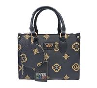 COVERI COLLECTION Borsa Elegante da Donna in Pelle Sintetica con Logo, Manici Doppi e Tracolla Regolabile, Set con Borsellino, 25x12x19 cm, Art. 9031 (NERO/MARRONE)