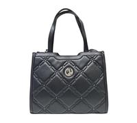 COVERI COLLECTION Borsa Shopping Donna in Ecopelle Trapuntata, Nera con Accessori Metallici Frontali, Manici e Tracolla Rimovibile, Dimensioni 35x29x11 cm ART:7976