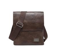COVERI COLLECTION Borsello con Pattina Uomo in Pelle Sintetica, Doppio Scomparto, Dimensioni 25x22x6 cm, Tracolla Personalizzata, ART.CC 5070-11 (MARRONE SCURO)
