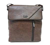 COVERI COLLECTION Borsello Pattina Tracolla Regolabile In Ecopelle Verticale Multitasca Grande Capiente Borsa Vintage a Spalla Porta Tablet Zip Art. 2288 Dimensioni 27 X 25 X 6 (MARRONE SCURO)