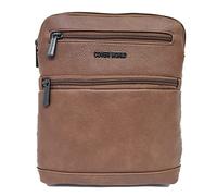 COVERI COLLECTION Borsello Tracolla Regolabile In Ecopelle Verticale Multitasca Grande Capiente Borsa Vintage a Spalla Porta Tablet Zip Art. 4848 Dimensioni 24 X 22 X 3 (MARRONE)