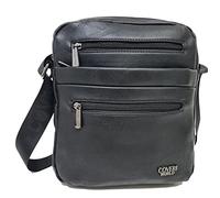 COVERI COLLECTION Borsello Tracolla Regolabile In Ecopelle Verticale Multitasca Grande Capiente Borsa Vintage a Spalla Porta Tablet Zip Art. 2301 Dimensioni 25 X 21 X 7 (NERO)