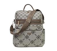 COVERI COLLECTION Zaino in Ecopelle Stampata, Dimensioni 30x32x13 cm, 2 Tasche Frontali e 1 Tasca Posteriore con Zip, 2 Tasche laterali aperte, Tracolla Regolabile, Art. 8036-4 (BEIGE MARRONE)