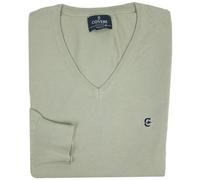 Coveri Maglione Uomo Scollo V Pullover Punta Tinta Unita Elegante Classico 100% Cotone (L - Sabbia)