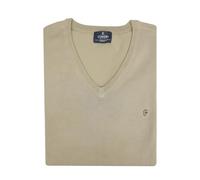 Coveri Maglione Uomo Scollo V Pullover Punta Tinta Unita Elegante Classico Maglioncino (L - Sabbia)