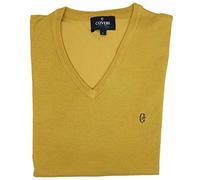 Coveri Maglione Uomo Scollo V Pullover Punta Tinta Unita Elegante Classico Maglioncino (L - Senape)