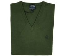 Coveri Maglione Uomo Scollo V Pullover Punta Tinta Unita Elegante Classico Maglioncino (L - Verdone)