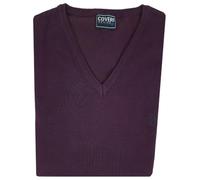 Coveri Maglione Uomo Scollo V Pullover Punta Tinta Unita Elegante Classico Maglioncino (L - Vinaccio)