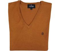Coveri Maglione Uomo Scollo V Pullover Punta Tinta Unita Elegante Classico Maglioncino (XXL - Tegola)