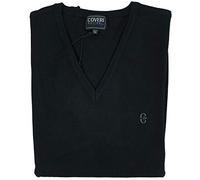 Coveri Maglione Uomo Scollo V Pullover Punta Tinta Unita Elegante Classico Taglie Forti (3XL - Nero)