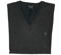Coveri Maglione Uomo Scollo V Pullover Punta Tinta Unita Elegante Classico Taglie Forti (4XL - Grigio)