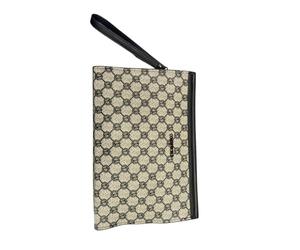 Coveri Pochette Collection, Monogramma Beige e Nero, 20x28,5 cm, con Cerniera
