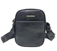 Coveri World Borsello Uomo, Tracolla Regolabile Personalizzata, Colore Nero, Dimensioni 21x16x6 cm, Tasca Frontale, Chiusura Zip, Accessori Argento Art. 9027
