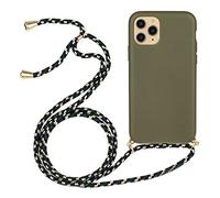 CoverKingz Catena per cellulare con cinturino per Apple iPhone 11 Pro - Custodia in silicone da appendere iphone 11 Pro cover - cinturino per cellulare - catena per cellulare - verde oliva
