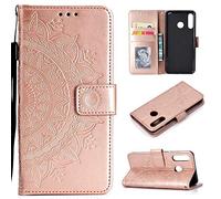 CoverKingz Cover per Huawei P30 Lite - Custodia a portafoglio per cellulare con slot per schede per P30 Lite - Cover per cellulare motivo mandala oro rosa