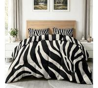 Coverless - Set copripiumino super king size con motivo zebrato a righe, per camera da letto, 3 pezzi, 2 federe, morbido per tutte le stagioni, 4,5 tog