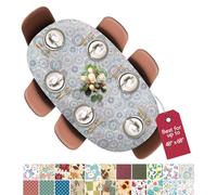 Covers for the Home Tovaglia aderente elasticizzata in vinile con retro in flanella, Multi-Color Geometric, Oblong/Oval