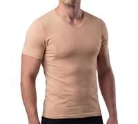 Covert Underwear Canottiera intima da uomo color pelle, con inserti contro macchie di sudore, invisibile a mezza manica e scollo a V, color carne, 3XL