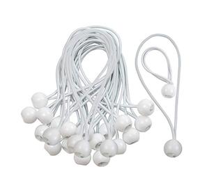 CoverUp! 25 elastici per telone - gomma di tensionamento sicura per un fissaggio ottimale - pratiche imbracature ad espansione per ogni utilizzo - elastici con sfera - bungee ball (bianco)
