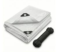 CoverUp! Telo impermeabile bianco 2.0 x 2.0 120 g/m² con 10 m corda e occhielli in alluminio - resistente ai raggi UV e strappi - copertura esterna universale
