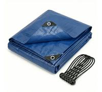 CoverUp! Telo impermeabile blu 6 x 8 200 g/m² con 10 gomas di fissaggio e occhielli in alluminio - extra resistente UV e strappi - copertura premium