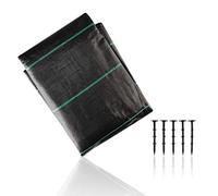 CoverUp! Telo pacciamatura 2m x 5m = 10m² - Tessuto anti erbacce da giardino permeabile all’acqua traspirante (100 g/m²) - incl. 5 bulloni di ancoraggio