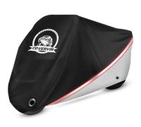 COVERVIN Motorcycle Cover, All Weather Outdoor Waterproof Night Protection with Reflective Strips, Locking Holes and Storage Bag for 96 Inch Suzuki, Kawasaki, Honda, Harley-Davidson(Silver XL)