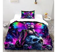 CoVeTviCT Butterfly Skull Set Di Biancheria Da Letto Per 2 Pezzi Con Stampa 3D Temi animali Fauna selvatica Incluso Copripiumino Con 1 Federe in Microfibra Morbida E Leggera Single（135x200cm）