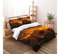 CoVeTviCT Dinosauri tramonto Set Copripiumino 3 Pezzi Con Stampa 3D Temi animali Fauna selvatica Copripiumino Con 2 Federe Con Federe in Microfibra Ultra Morbida Double(200x200cm)