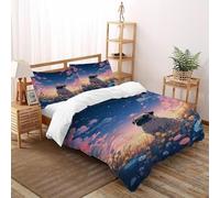 CoVeTviCT fiore del canefield Set Di Biancheria Da Letto Per 3 Pezzi Con Stampa 3D Beauty Pastoral Animal Copripiumino Con 2 Federe in Microfibra Morbida E Leggera Super King（260x220cm）