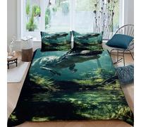 CoVeTviCT Foresta dei Dinosauri_1 Set Di Biancheria Da Letto 3 Pezzi Con Stampa 3D Jurassic ForestAnimal Incluso Copripiumino Con 2 Federe in Microfibra Morbida E Leggera King（220x240cm）