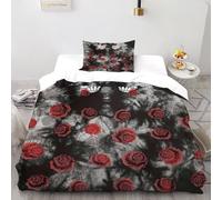 CoVeTviCT Skull Hand Red Set Di Biancheria Da Letto 2 Pezzi Con Stampa 3D Temi gotici Incluso Copripiumino Con 1 Federe in Microfibra Morbida E Leggera Single（135x200cm）
