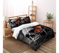 CoVeTviCT Skull Spider Set Di Biancheria Da Letto 3 Pezzi Con Stampa 3D Temi gotici Incluso Copripiumino Con 2 Federe in Microfibra Morbida E Leggera Super King（260x220cm）