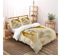 CoVeTviCT Snow Leopard Tree Set Di Biancheria Da Letto Per 3 Pezzi Con Stampa 3D Temi animali Fauna selvatica Incluso Copripiumino Con 2 Federe in Microfibra Morbida E Leggera Super King（260x220cm）