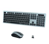 COVEVA Combinazione di tastiera e mouse wireless, mouse wireless da 2,4 GHz con ricevitore USB, copritasti a goccia d'acqua, 104 tasti a grandezza naturale con tastierino numerico, per PC, laptop,