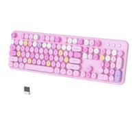 COVEVA Tastiera wireless multi-dispositivo, 2.4G e doppia tastiera Bluetooth, tastiera per computer con 104 tasti, tastiera rotonda retrò per macchina da scrivere, tastiera full-size per PC, laptop,