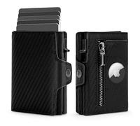 COVVY AirTag Portafoglio, Porta Carte di Credito Portafoglio Uomo con Protezione RFID, Pop Up Card con Zip Coin Pocket, Card-Wallet con scomparto per banconote