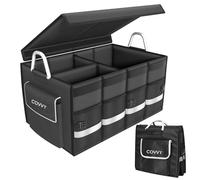 COVVY Organizer Bagagliaio Auto 65L, pieghevole, con tasca con patta, tasche laterali e manico resistente, fondo antiscivolo, Organizer Auto Bagagliaio di piccole dimensioni e SUV